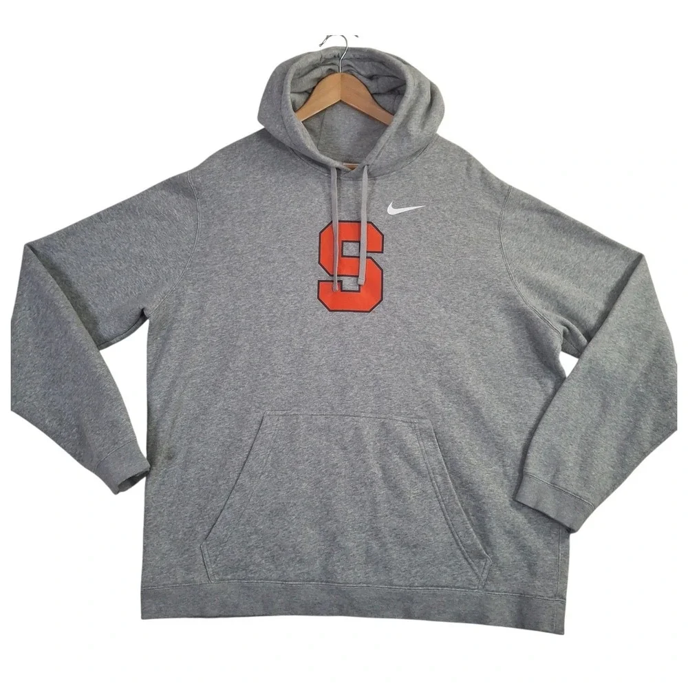 Nike Syracuse Orange Fleece Hoodie Mens XXL Gray Sweatshirt NCAA College Logo